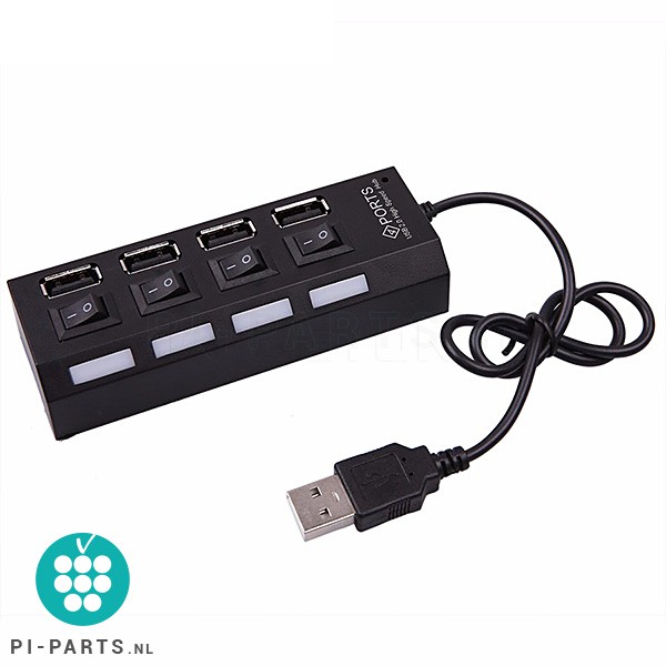 USB HUB | 4 poorten met tuimelschakelaar