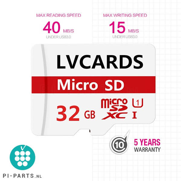 LVCARDS micro SD kaart | 40MB/s | 32GB