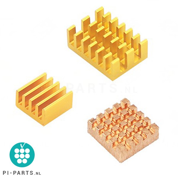 Heatsinks – koelelementen | 3 x koper | Speciaal voor Raspberry Pi 4B