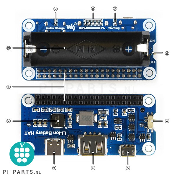 Waveshare Li-ion batterij HAT