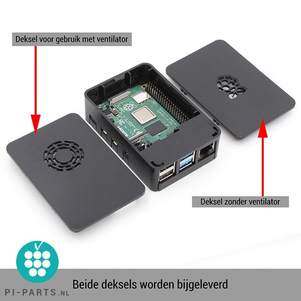 Behuizing ‘ABS’ voor Raspberry Pi 4B (gereed voor ventilator)